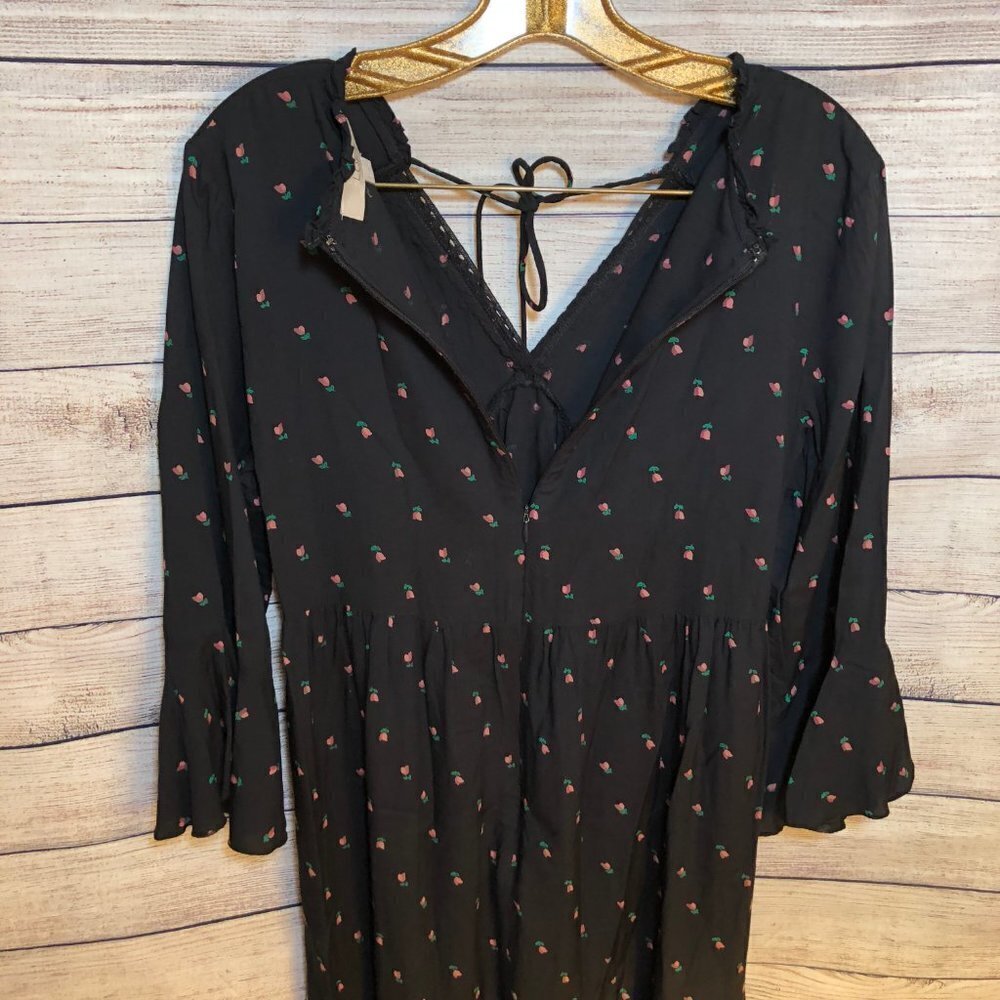 Loft Tulip Print Ruffle Hem Sleeve Midi Dress - Picture 5 of 6